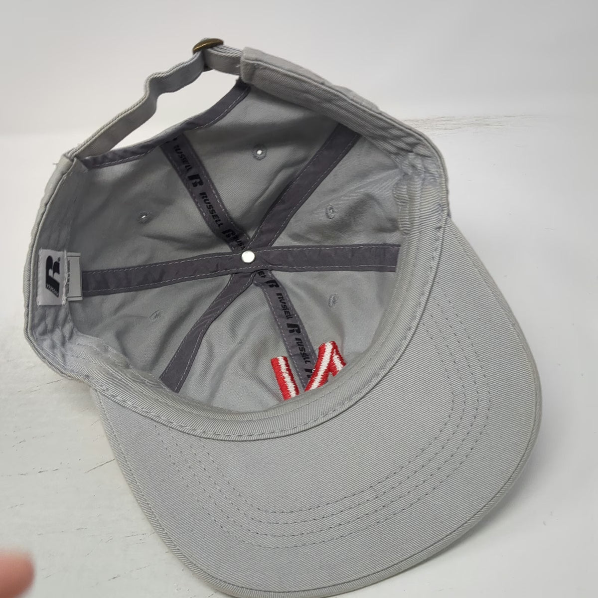Nebraska Cornhuskers NCAA Russell Gray One Size Hat N Logo Brim Text Slideback