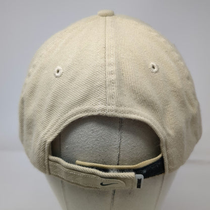Nike Baseball Cap Beige Vintage Arched Embroidered Logo Strapback Hat Swoosh