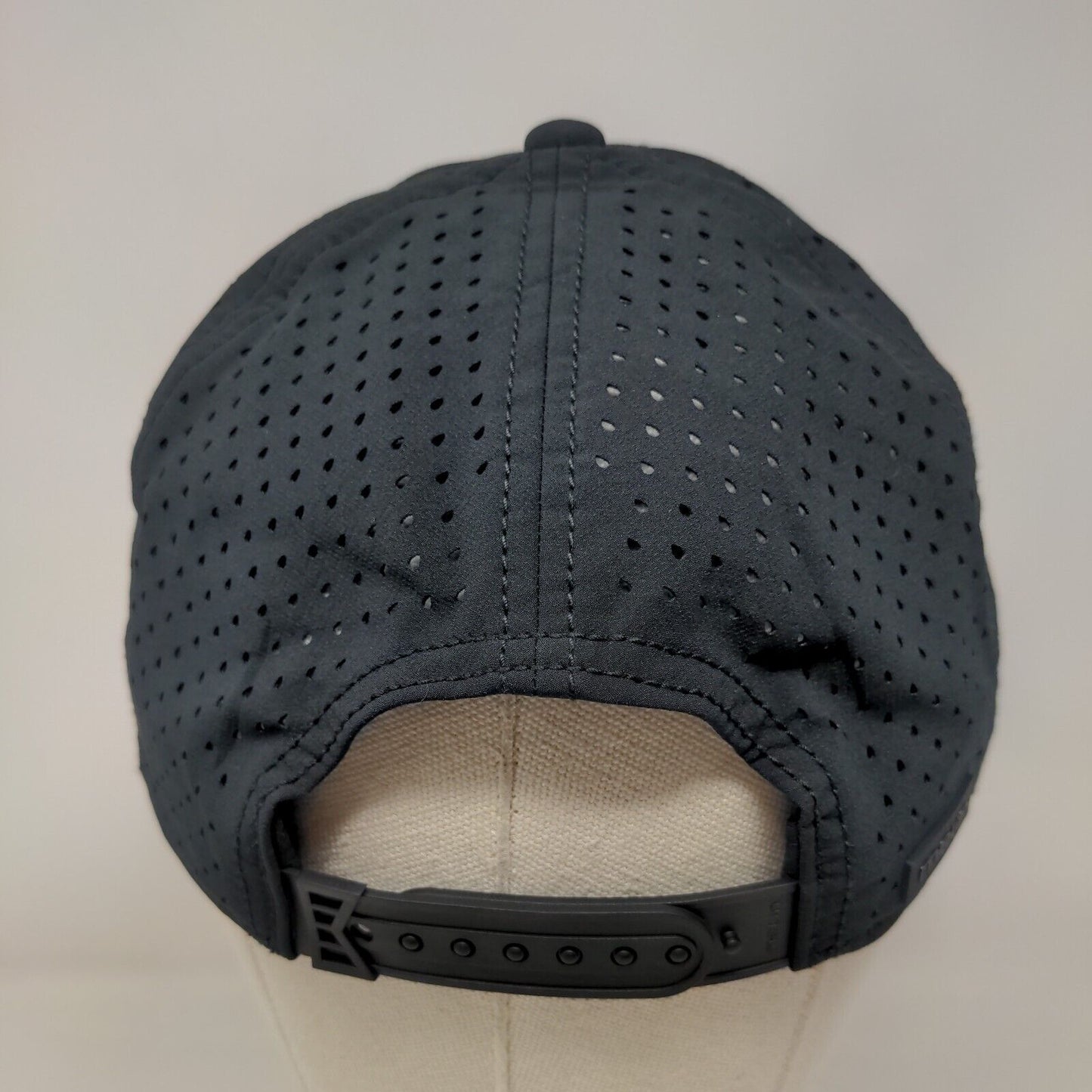 Melin Snapback Hat Black 58cm Embroidered Logo Laser Cut Adjustable