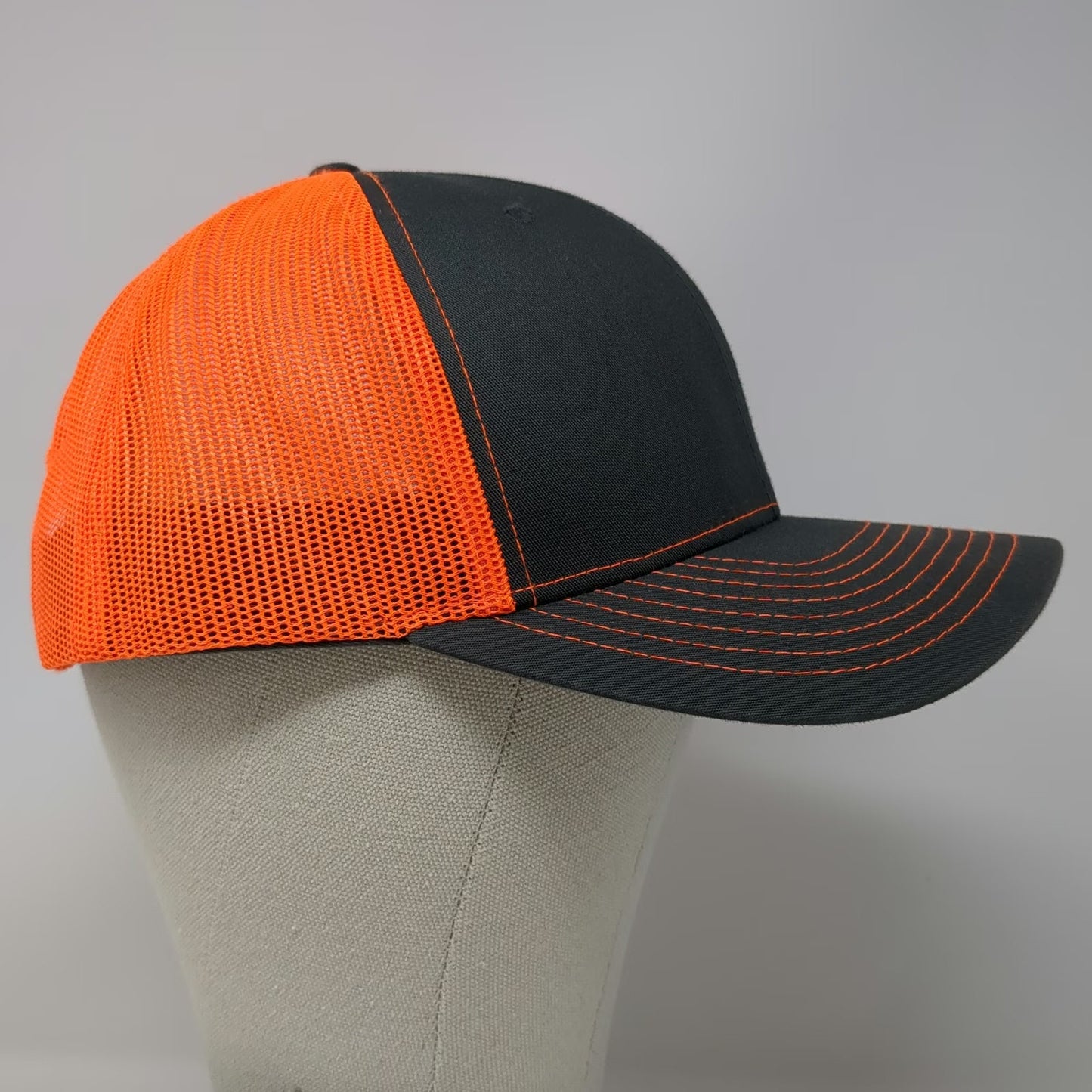 Richardson Trucker Hat Gray Orange One Size Snapback Mesh Salmon Electrical Logo