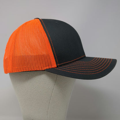 Richardson Trucker Hat Gray Orange One Size Snapback Mesh Salmon Electrical Logo