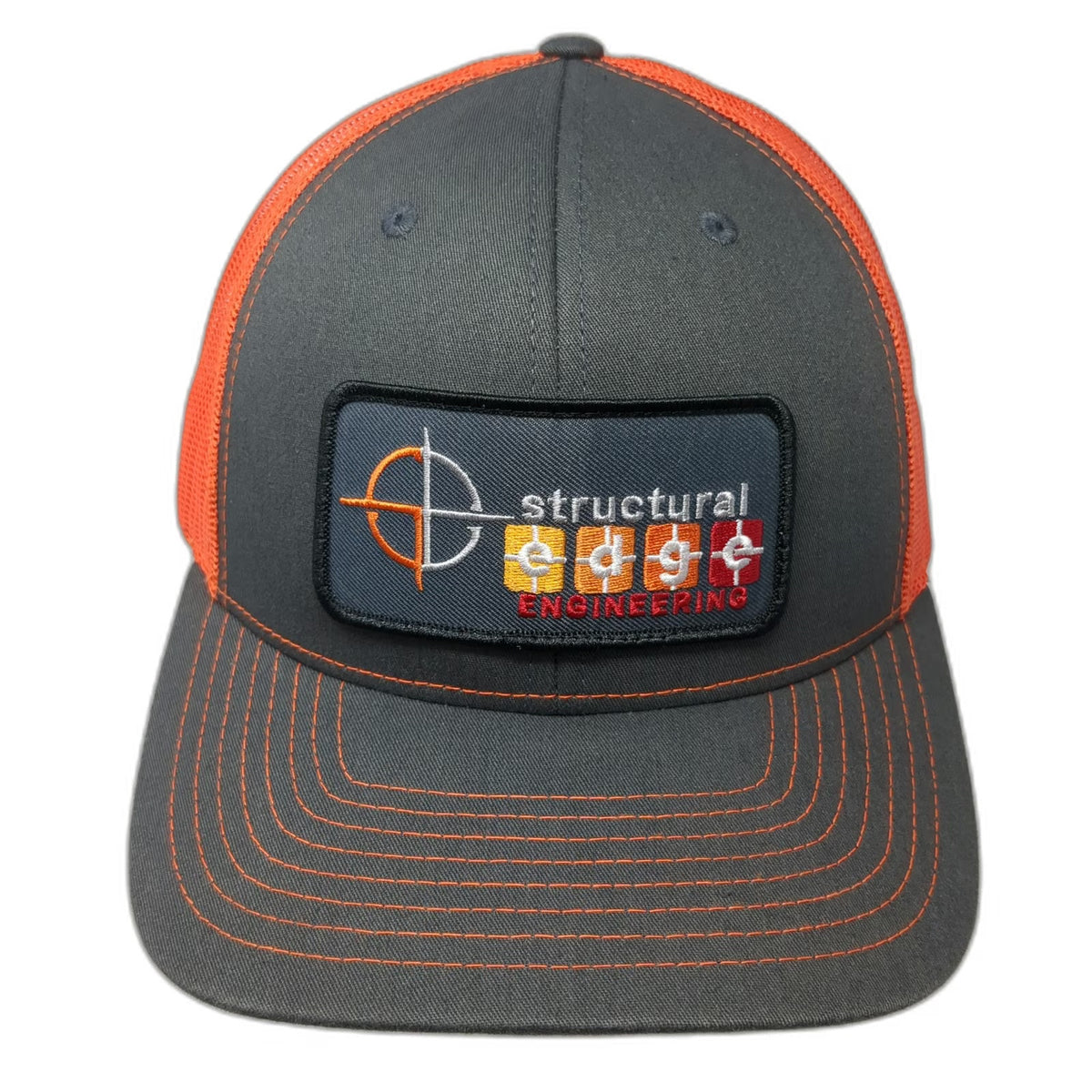 Richardson Trucker Hat Gray Orange One Size Structural Edge Engineering Snapback