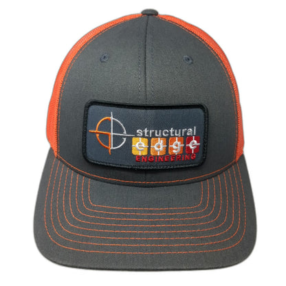 Richardson Trucker Hat Gray Orange One Size Structural Edge Engineering Snapback