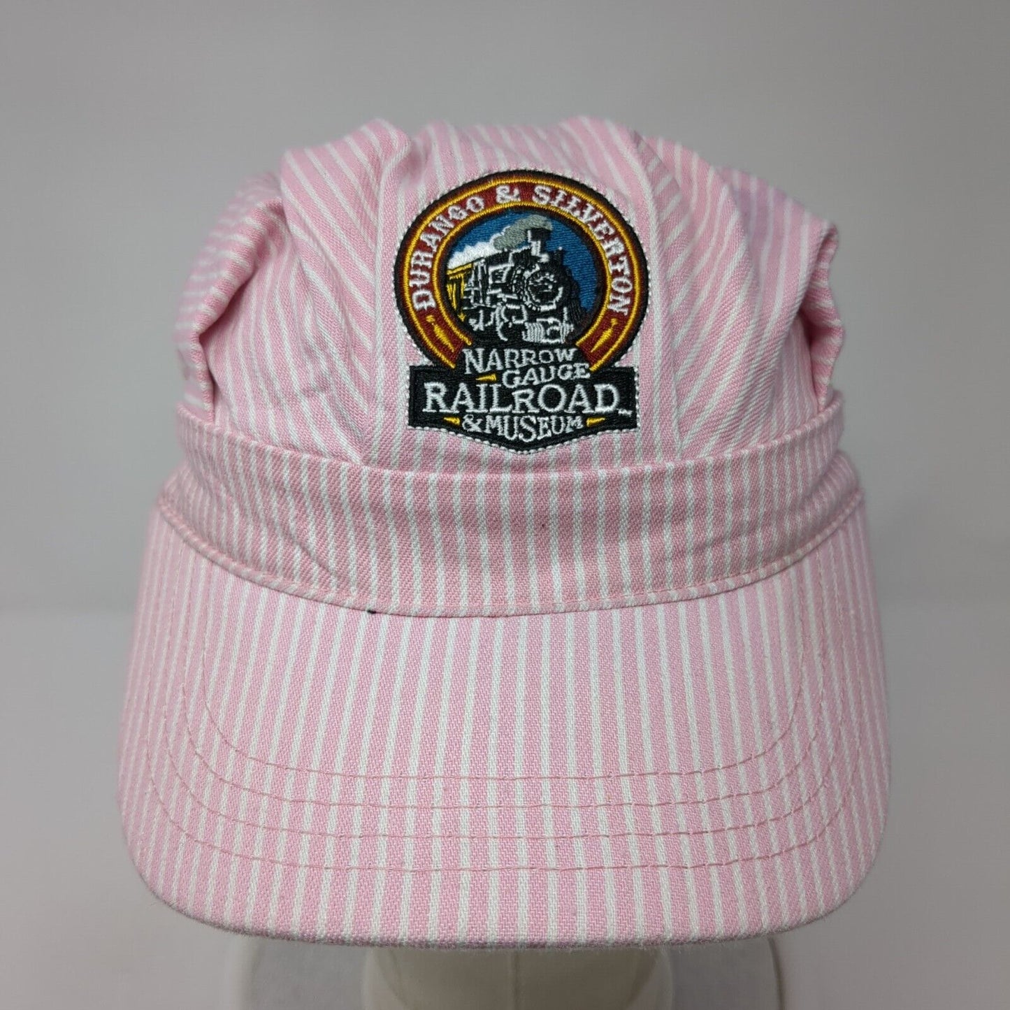 Durango & Silverton Train Conductor's Strapback Hat Pink One Size Striped