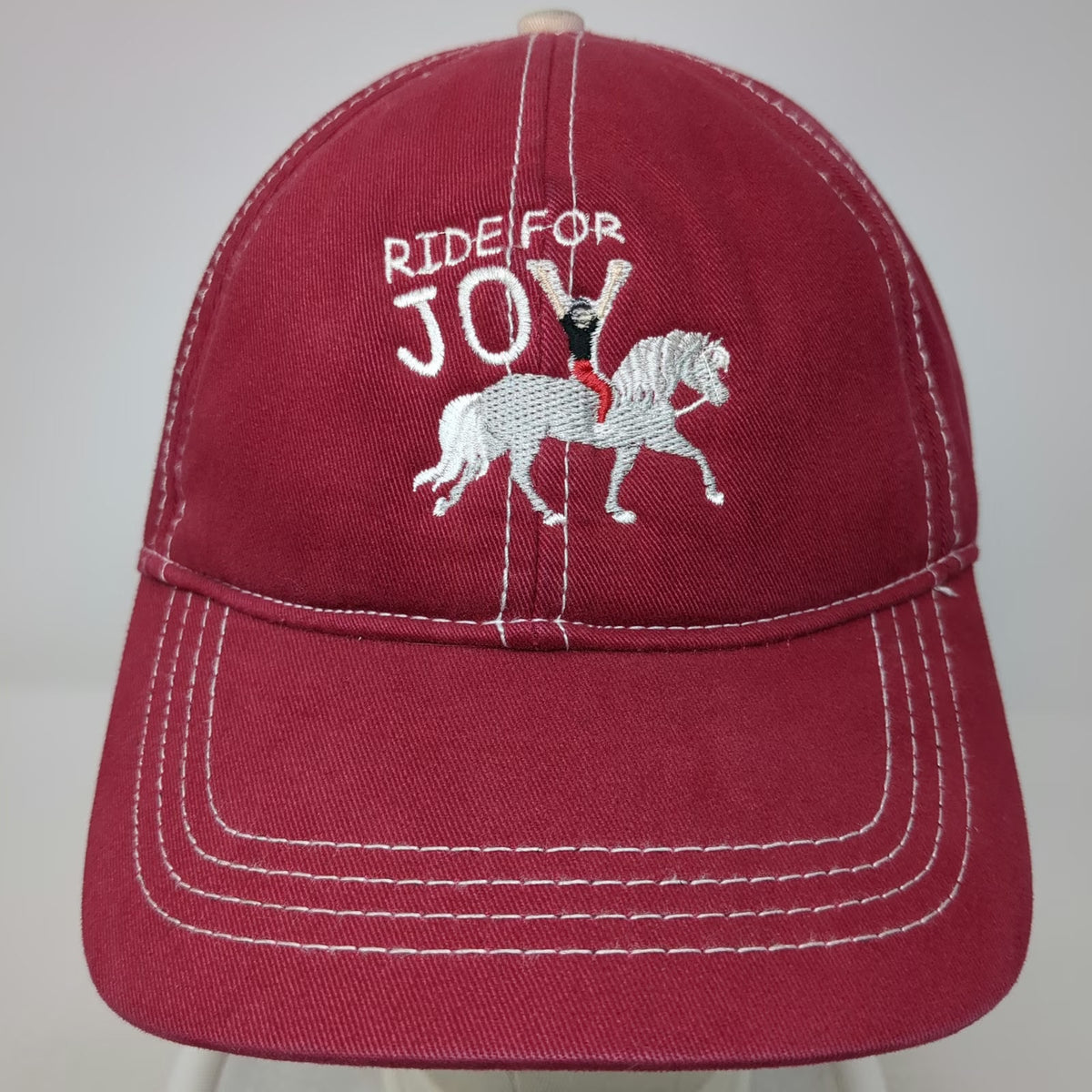 Fahrenheit Baseball Cap Red One Size Ride For Joy Horse Equestrian Slideback Hat