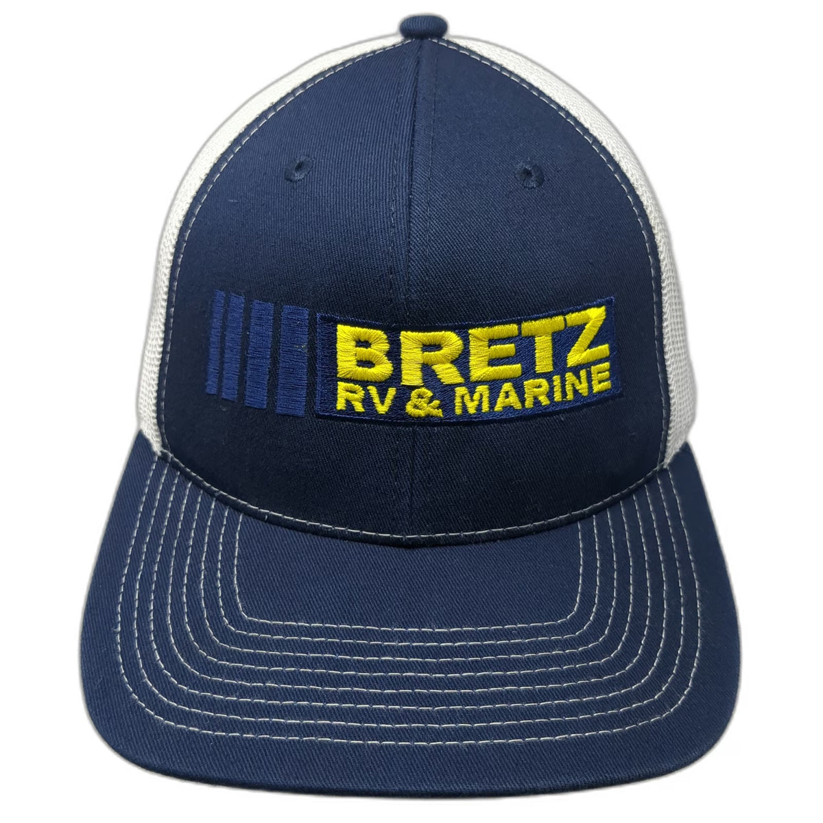 Outdoor Cap Trucker Hat Blue White One Size Mesh Back Snapback Bretz RV Marine