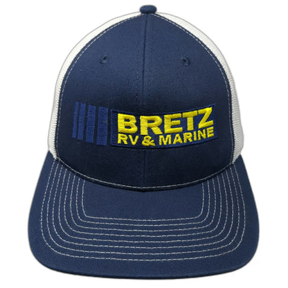 Outdoor Cap Trucker Hat Blue White One Size Mesh Back Snapback Bretz RV Marine