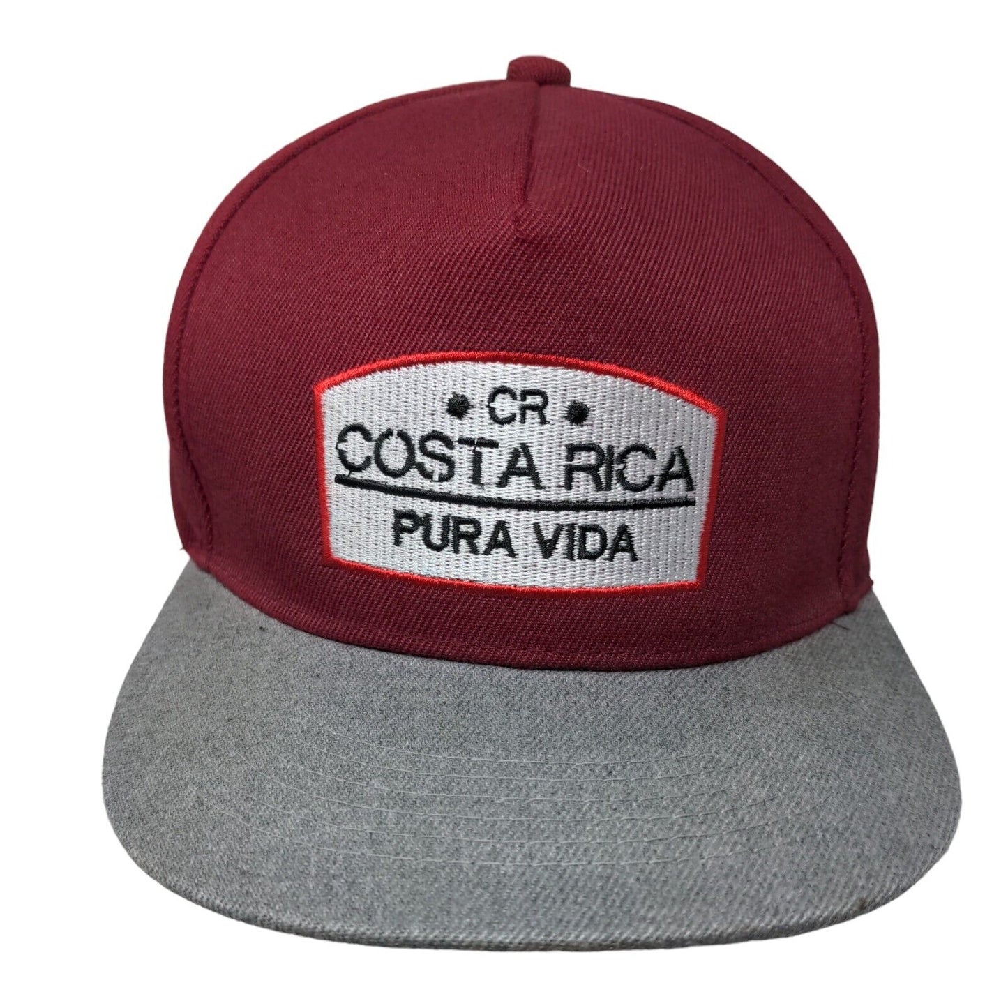 Costa Rica Pura Vida Snapback Hat Red One Size Embroidered Colorblock