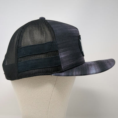 Hurley Trucker Hat Black One Size Mesh Back Snapback Flat Brim Heathered Logo