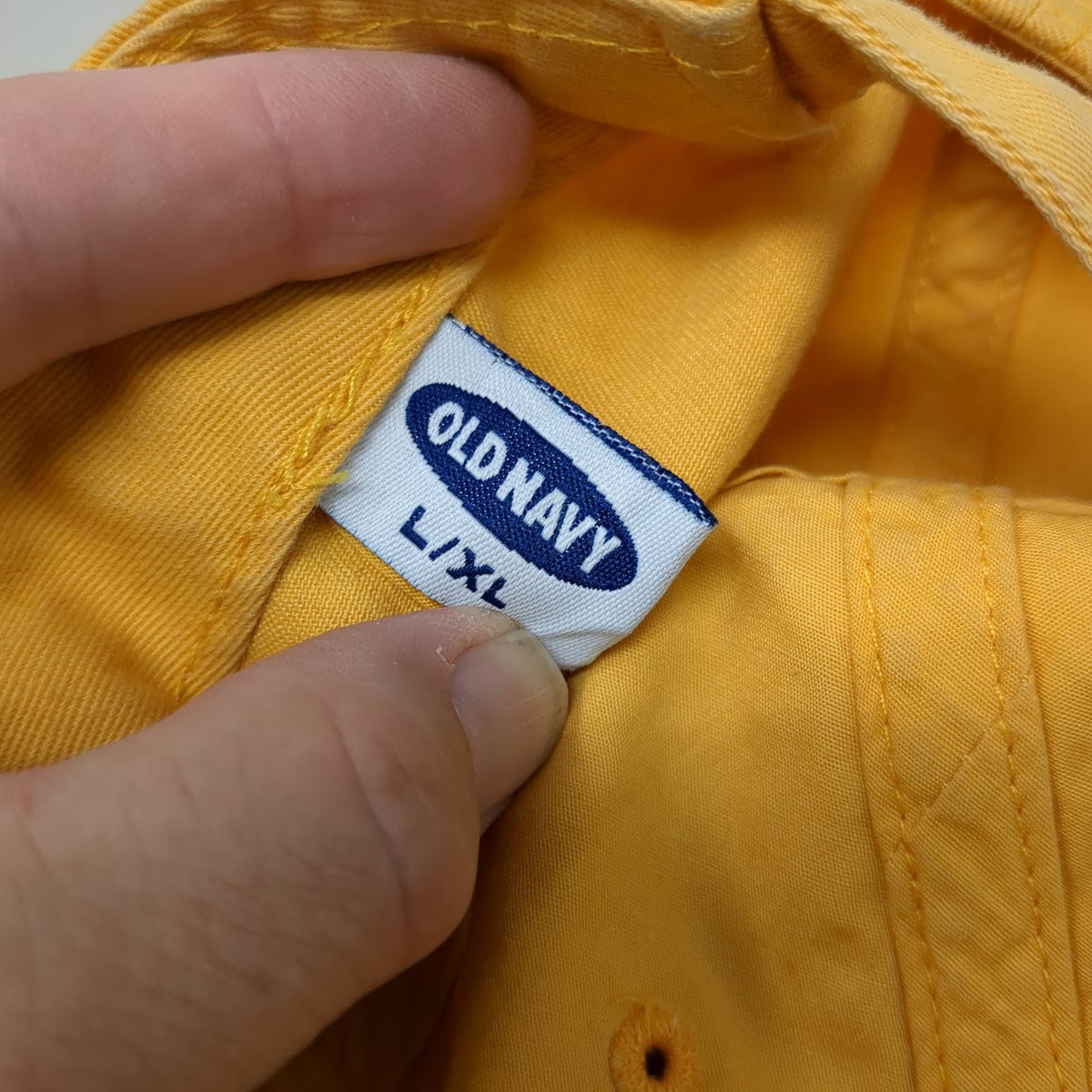 Old Navy Baseball Cap Yellow XL Embroidered Logo Slideback Cotton Adjustable Hat