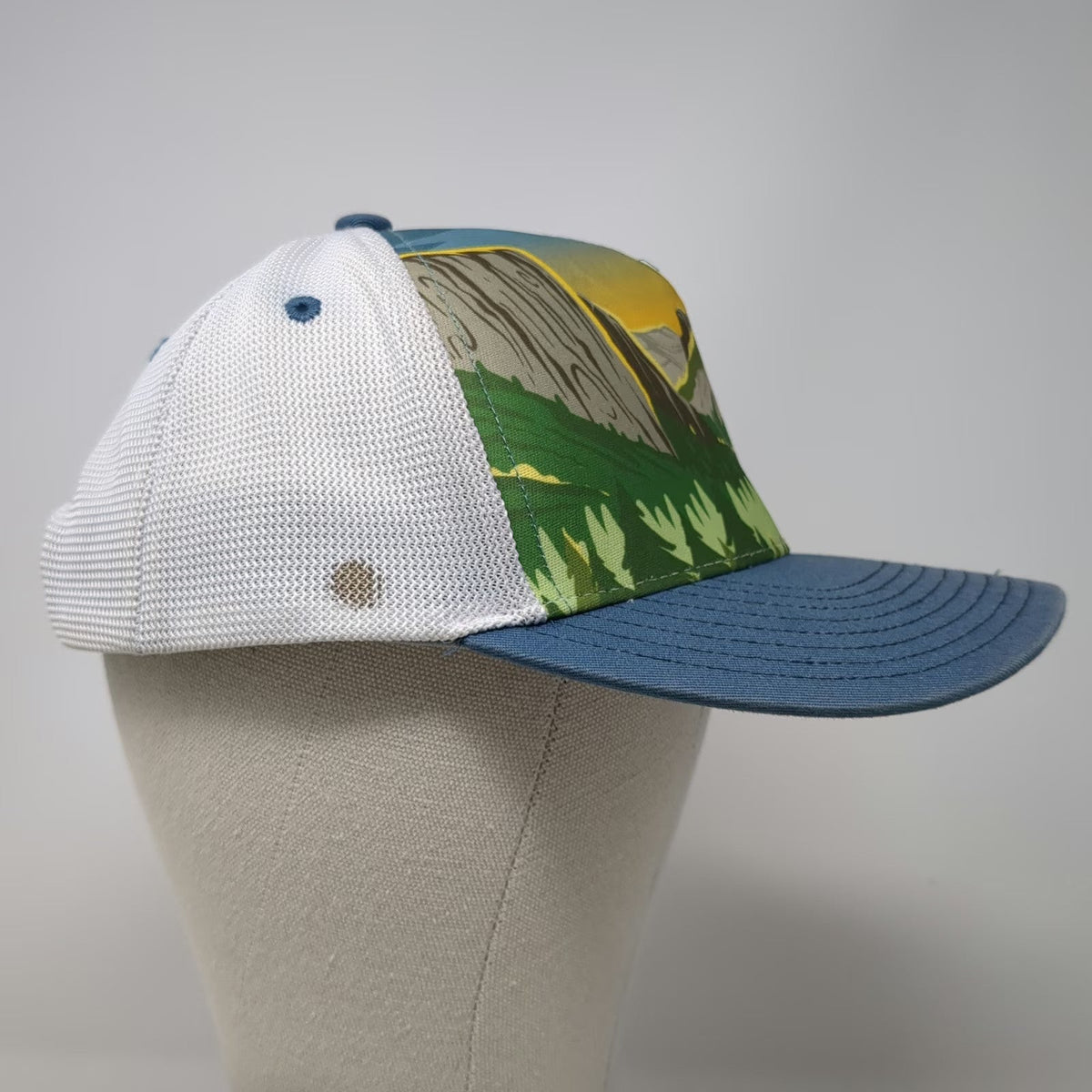 Wild Tribute Trucker Hat Blue White One Size Yosemite National Park Landscape