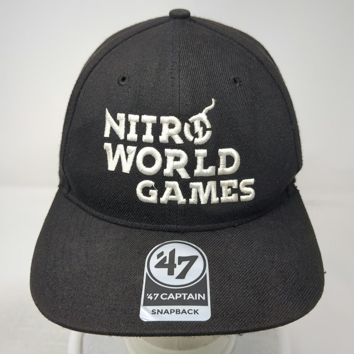 '47 Trucker Hat Black One Size Nitro World Games Snapback Flat Brim Acrylic Wool