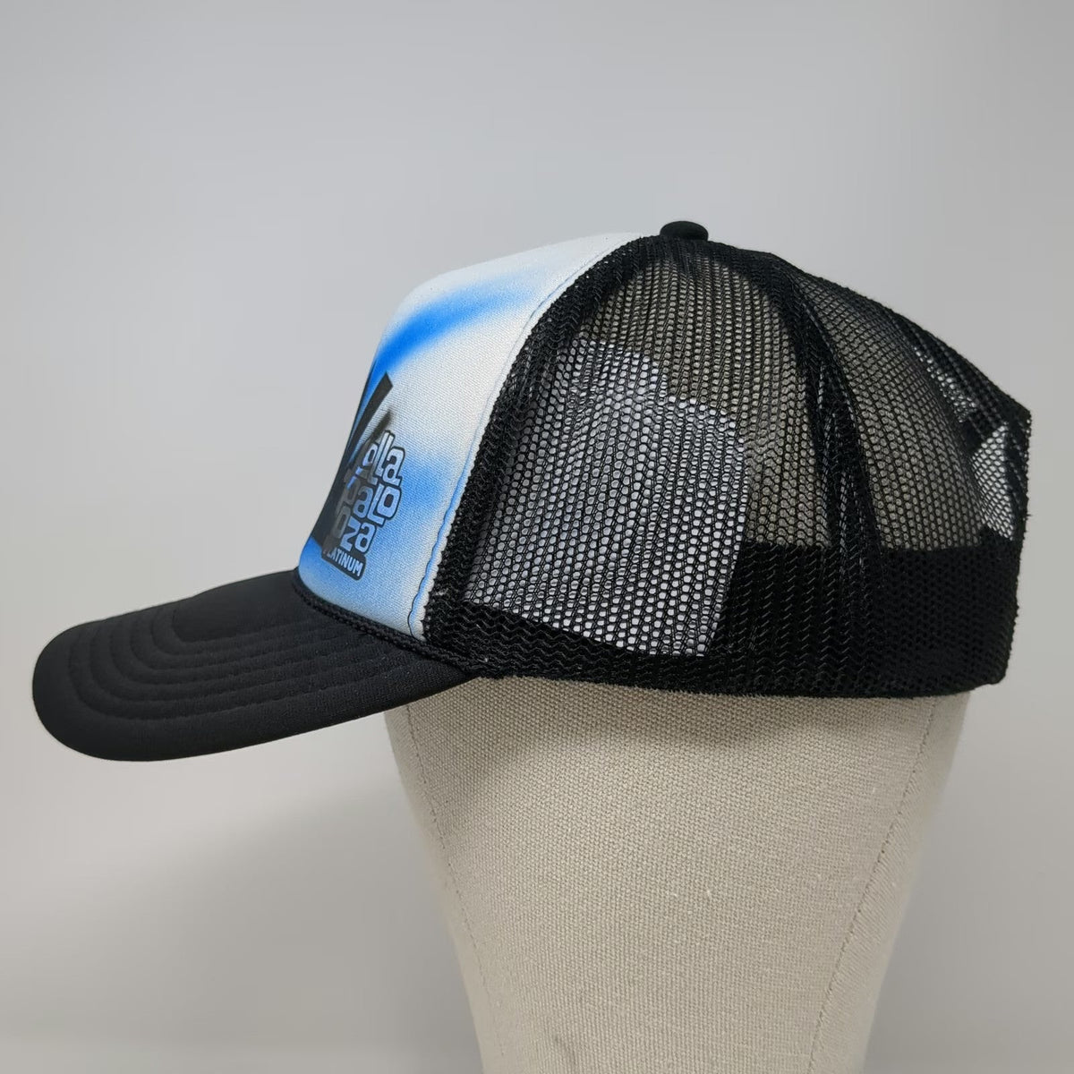 Otto Trucker Hat Black One Size Chicago Skyline Lollapalooza Platinum Mesh