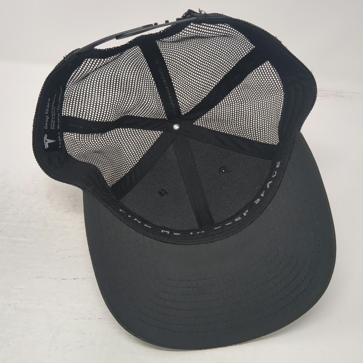 Tesla Trucker Hat Black One Size Mesh Back Snapback Deep Space Logo Hat