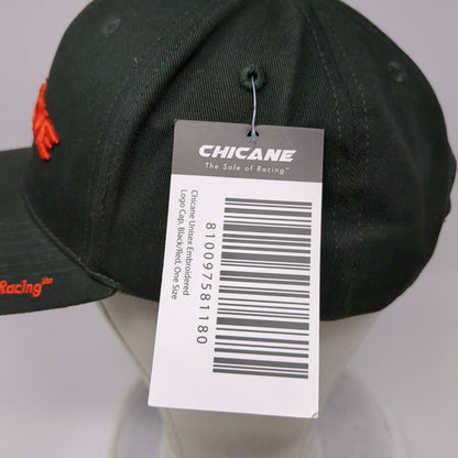 Chicane Snapback Hat Black Red OSFA Embroidered Logo W/Tags Rove