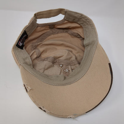 Rhinestone Cross Strapback Cadet Army Cap Tan OS Distressed National Cap & Sport