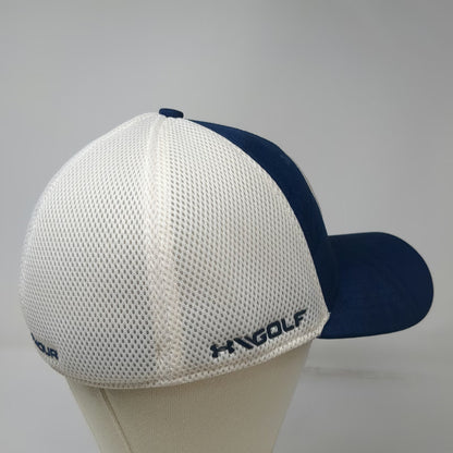 Under Armour Baseball Cap Blue White XL Fitted Mesh Back UA Golf Patch Hat
