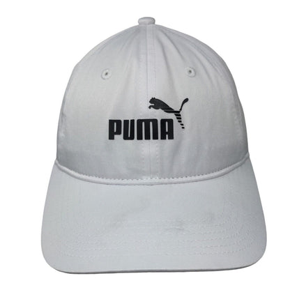 PUMA Strapback Hat White One Size Adjustable Embroidered Logo Vented Holes