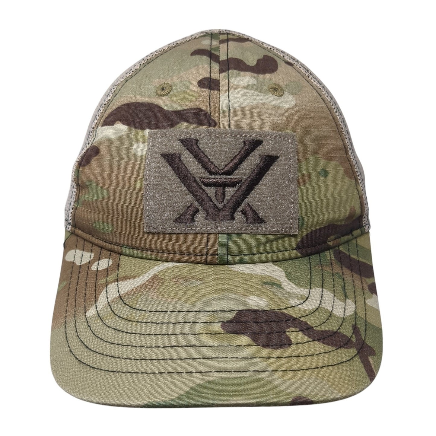 Vortex Logo Patch Strapback Mesh Back Trucker Hat Multi One Size Camo
