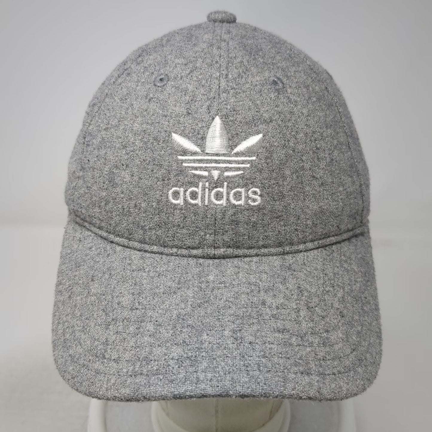 Adidas Baseball Cap Gray One Size Wool Blend Trefoil Embroidered Slideback Hat