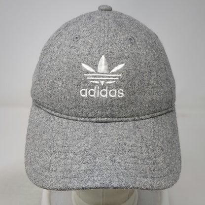 Adidas Baseball Cap Gray One Size Wool Blend Trefoil Embroidered Slideback Hat