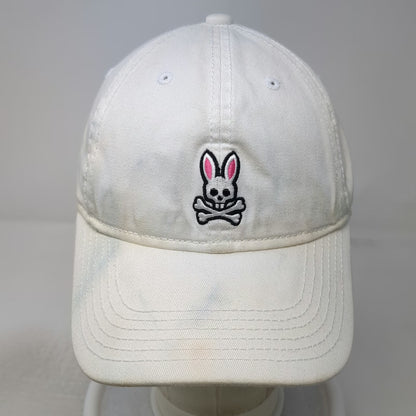 Psycho Bunny Baseball Cap White One Size Embroidered Logo Slideback Cotton Hat