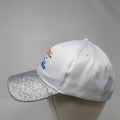 Born To Sparkle Strapback Hat White One Size Adjustable Glitter Embroidered