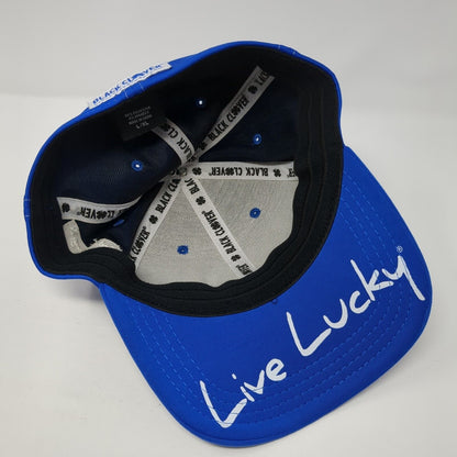 Black Clover Fitted Hat Blue L/XL Think Young & Live Lucky 6 Panel