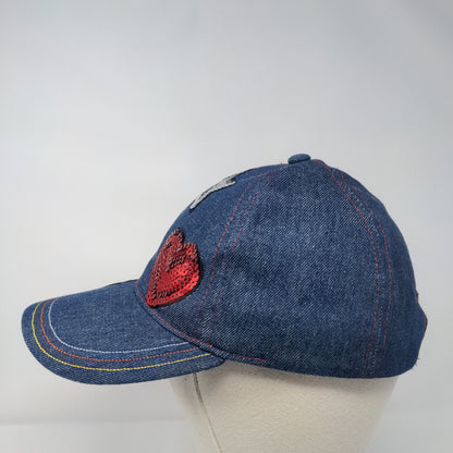 Star Heart Lightning Sequin Strapback Hat Blue OSFA Adjustable Denim