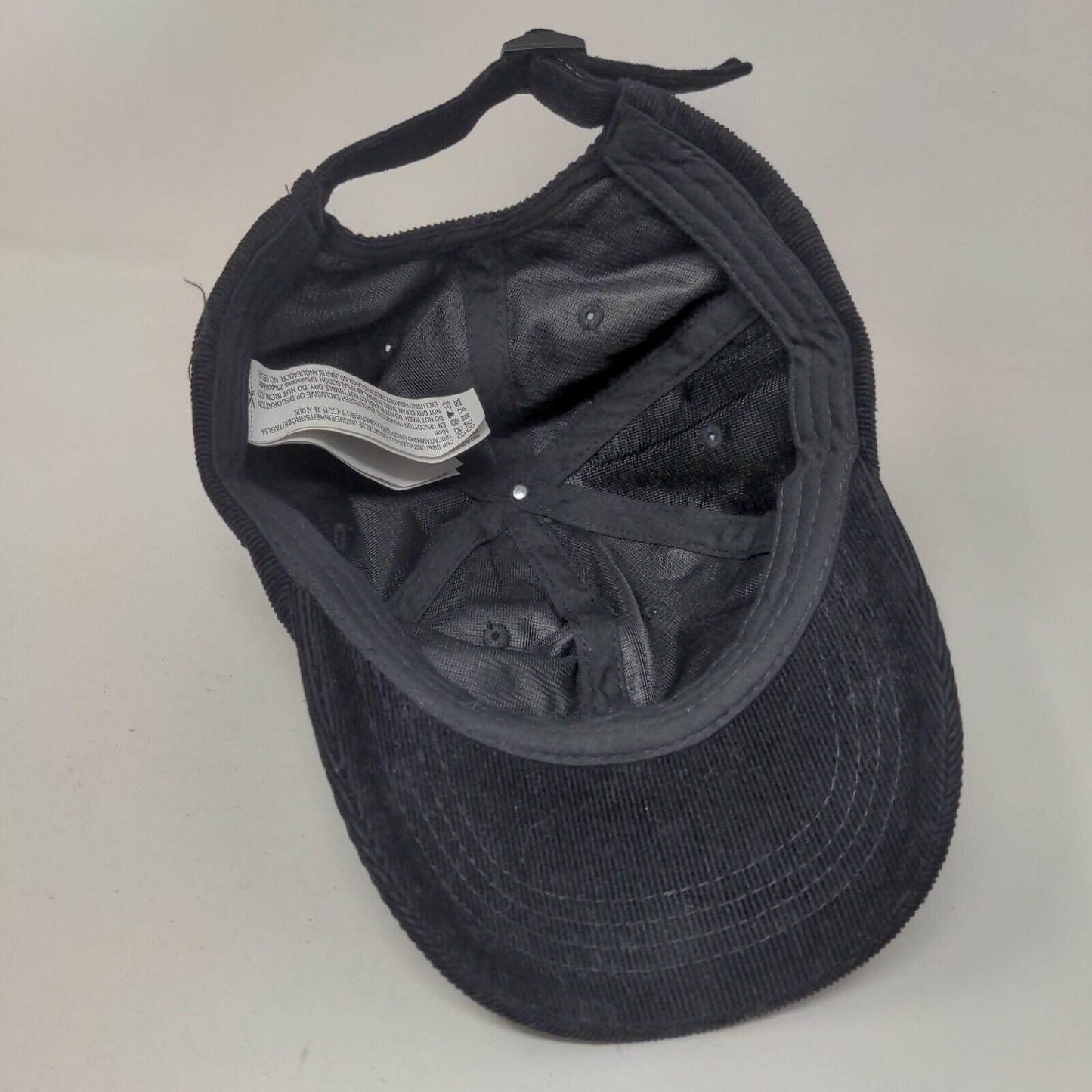 Just Do You Slideback Hat Black One Size Adjustable Corduroy 6 Panel Blank