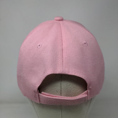 Brooklyn Strapback Hat Pink One Size Adjustable Embroidered Vented Holes Acrylic