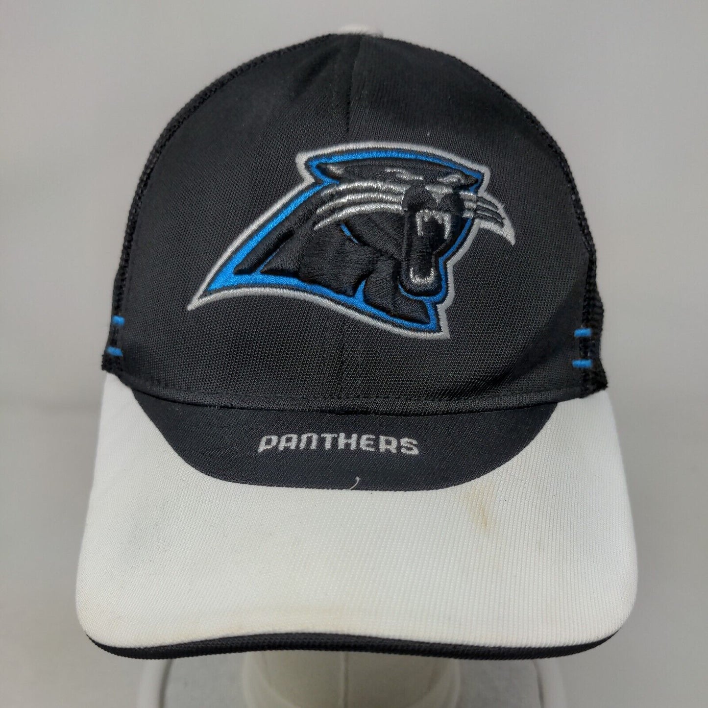 Carolina Panthers Fitted Mesh Back Hat Black OSFA Embroidered Logo NFL Reebok