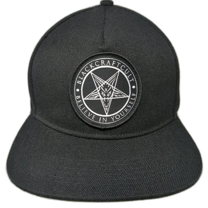 BlackCraft Cult 5 Panel Hat Black One Size Snapback Baphomet Pentagram Patch