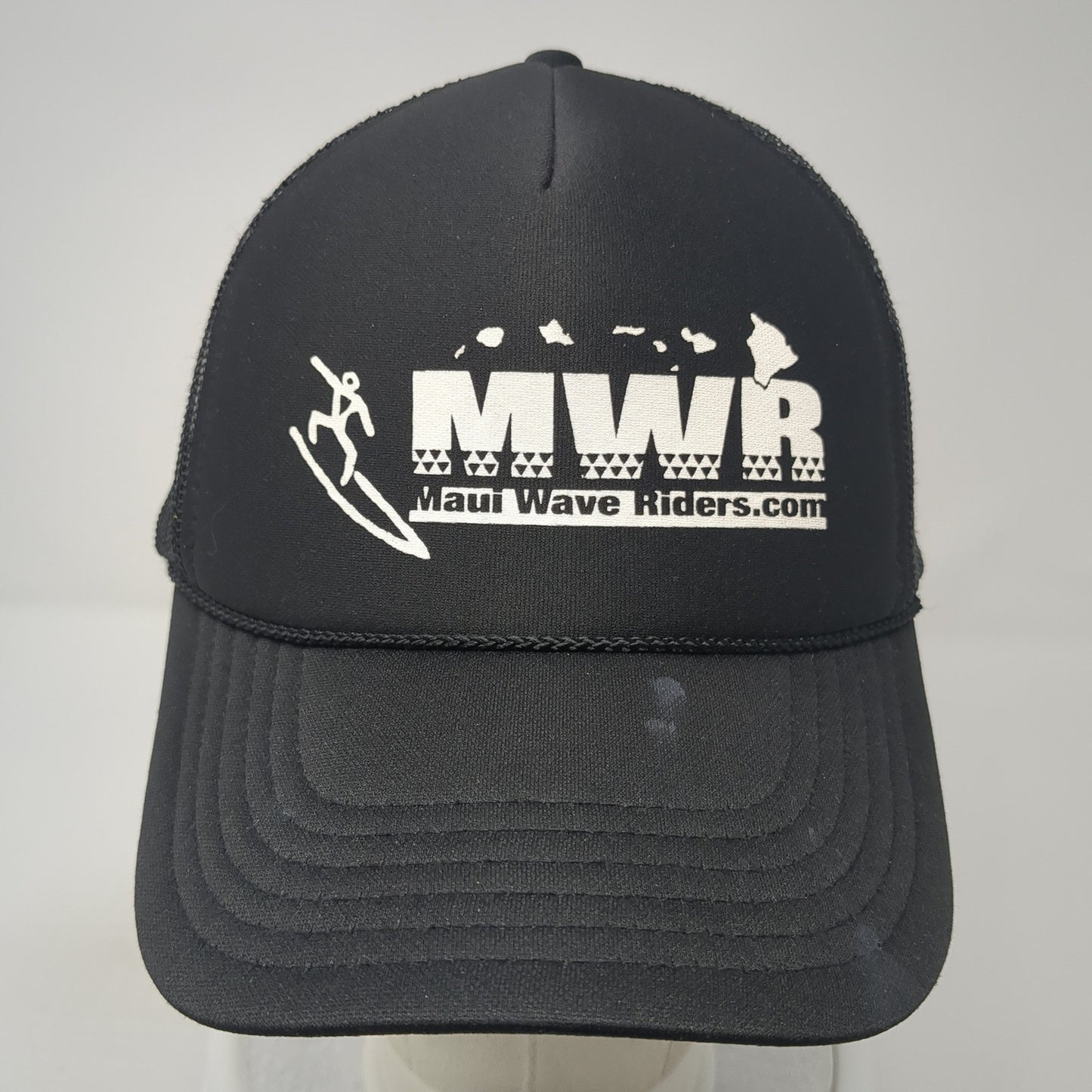 MWR Maui Wave Riders Snapback Trucker Hat Black One Size Mesh Back