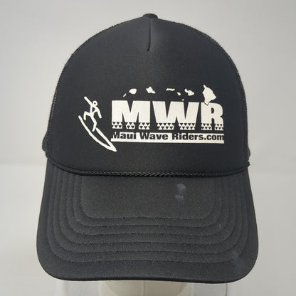 MWR Maui Wave Riders Snapback Trucker Hat Black One Size Mesh Back