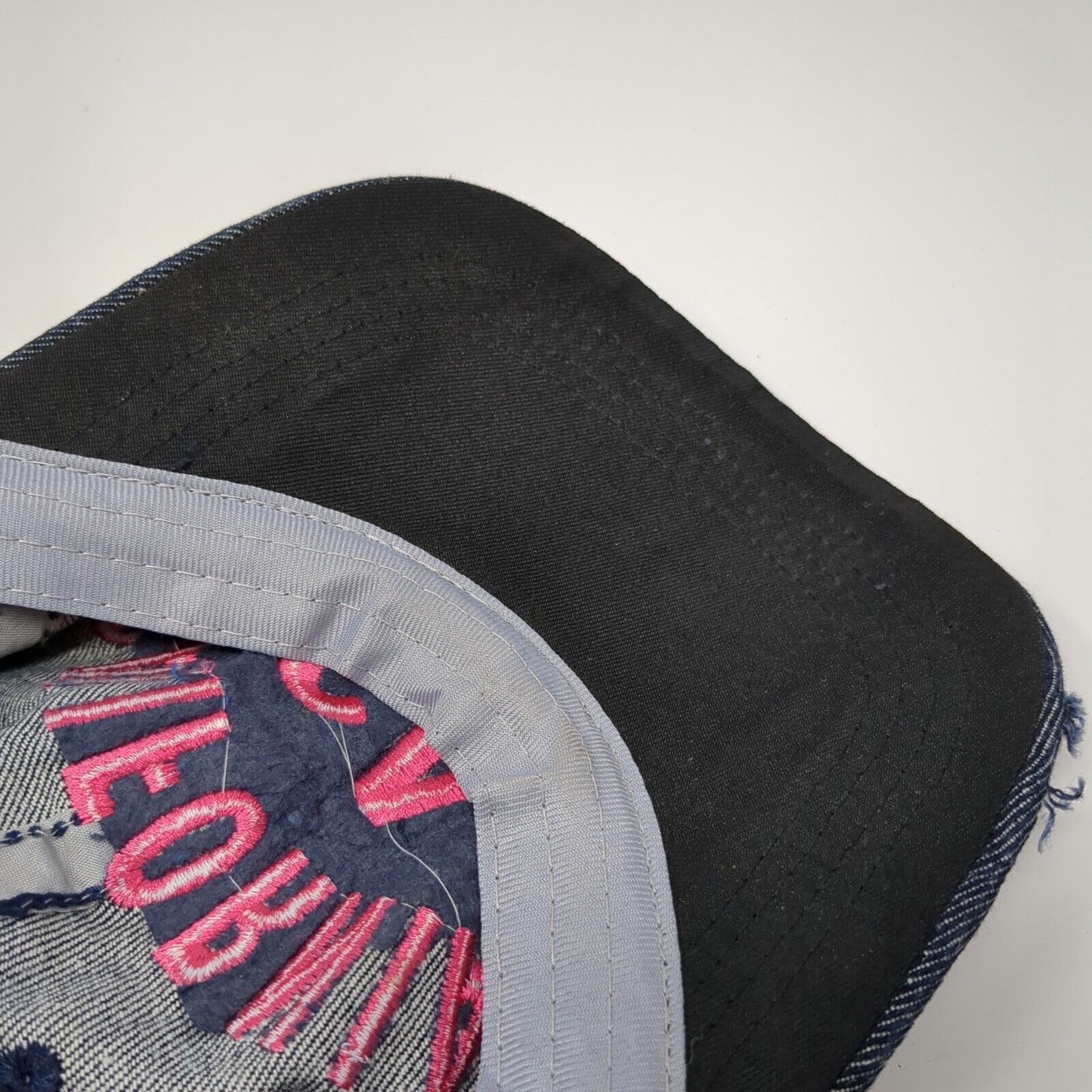 California CA Slideback Hat Blue One Size Adjustable Distressed Rhinestone Denim