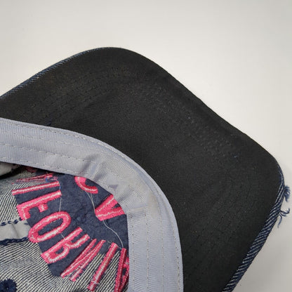 California CA Slideback Hat Blue One Size Adjustable Distressed Rhinestone Denim