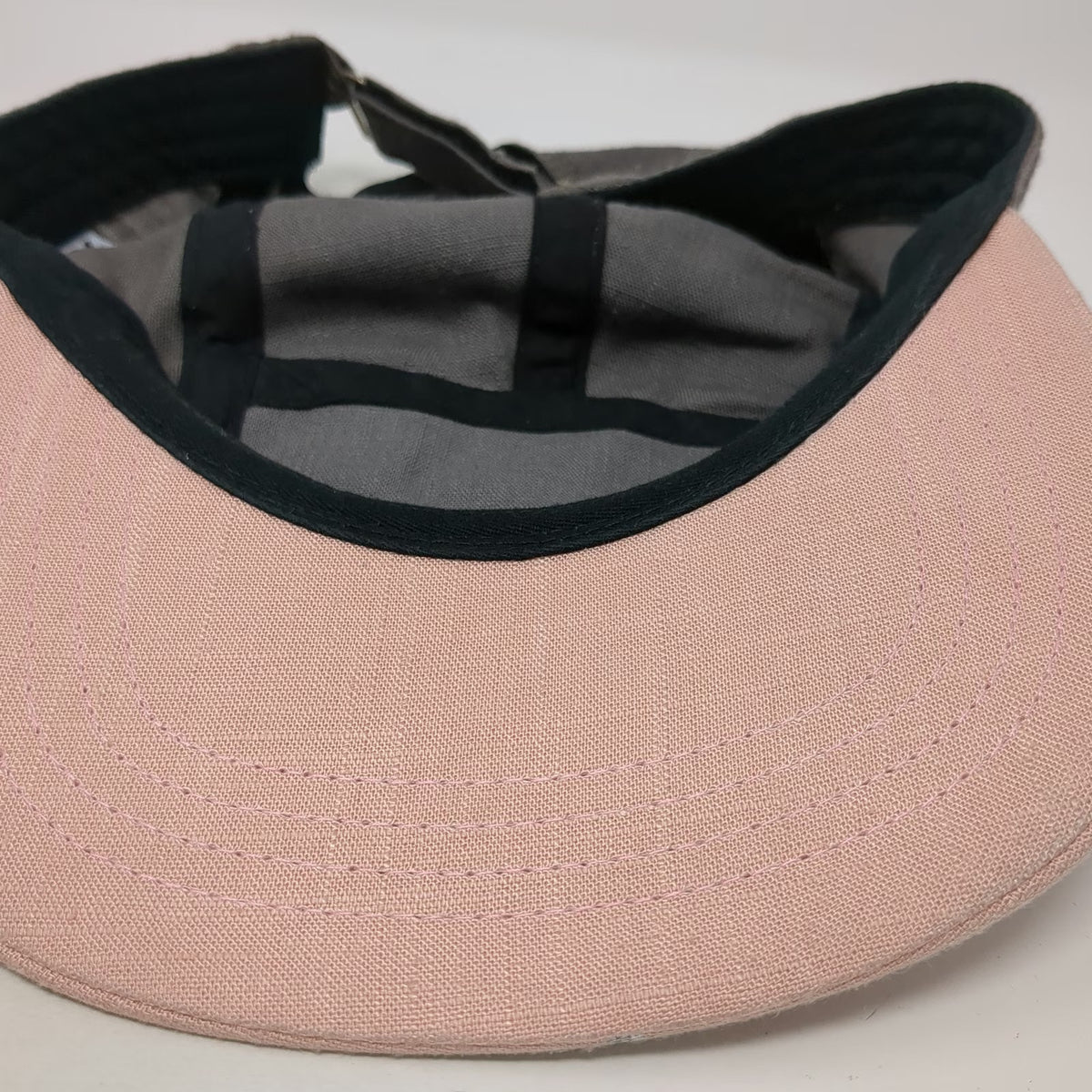 XC 5 Panel Hat Gray Pink White One Size Abstract Pattern Flat Brim Slideback