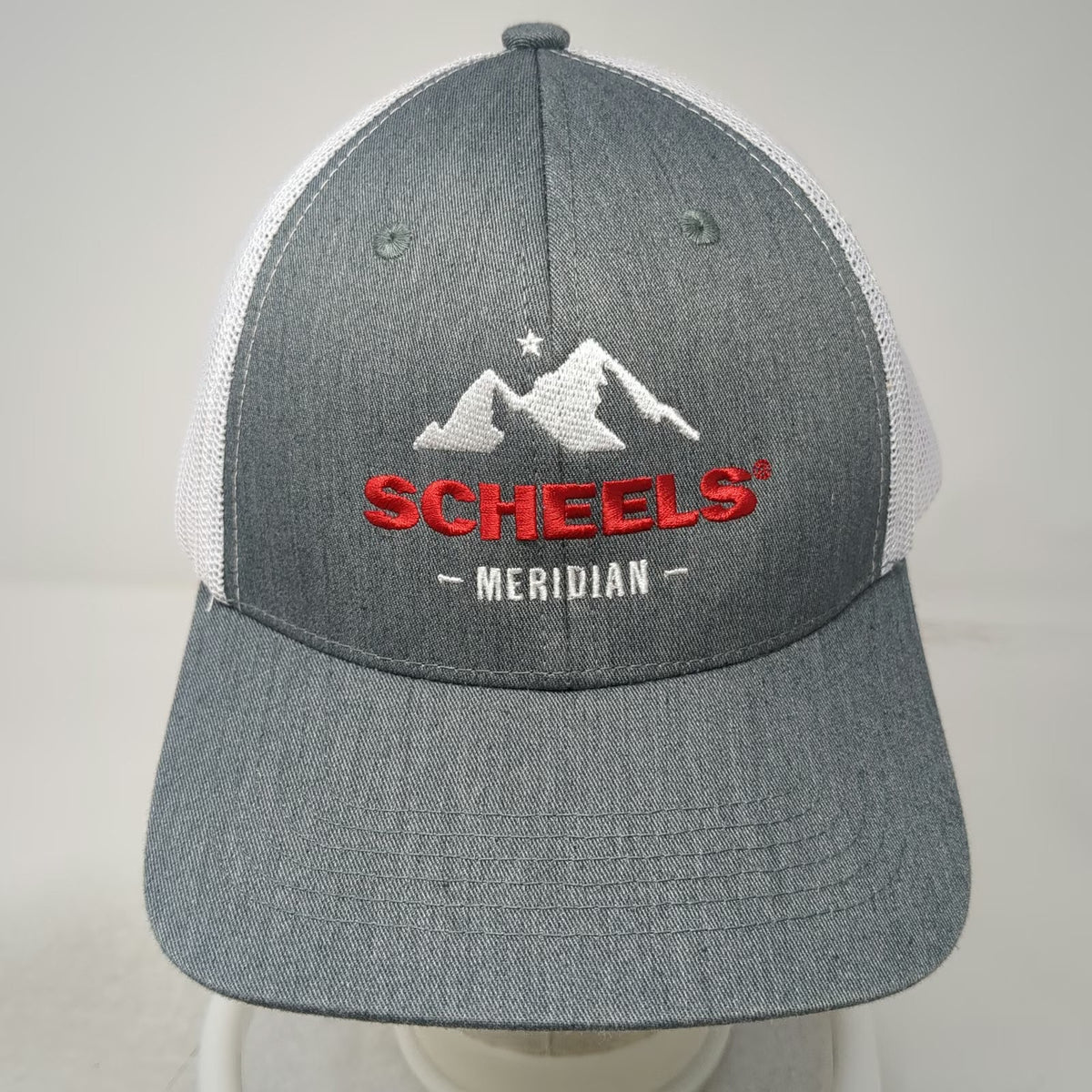 Scheels Meridian Mountain Gray Trucker Hat One Size Snapback Mesh Cap