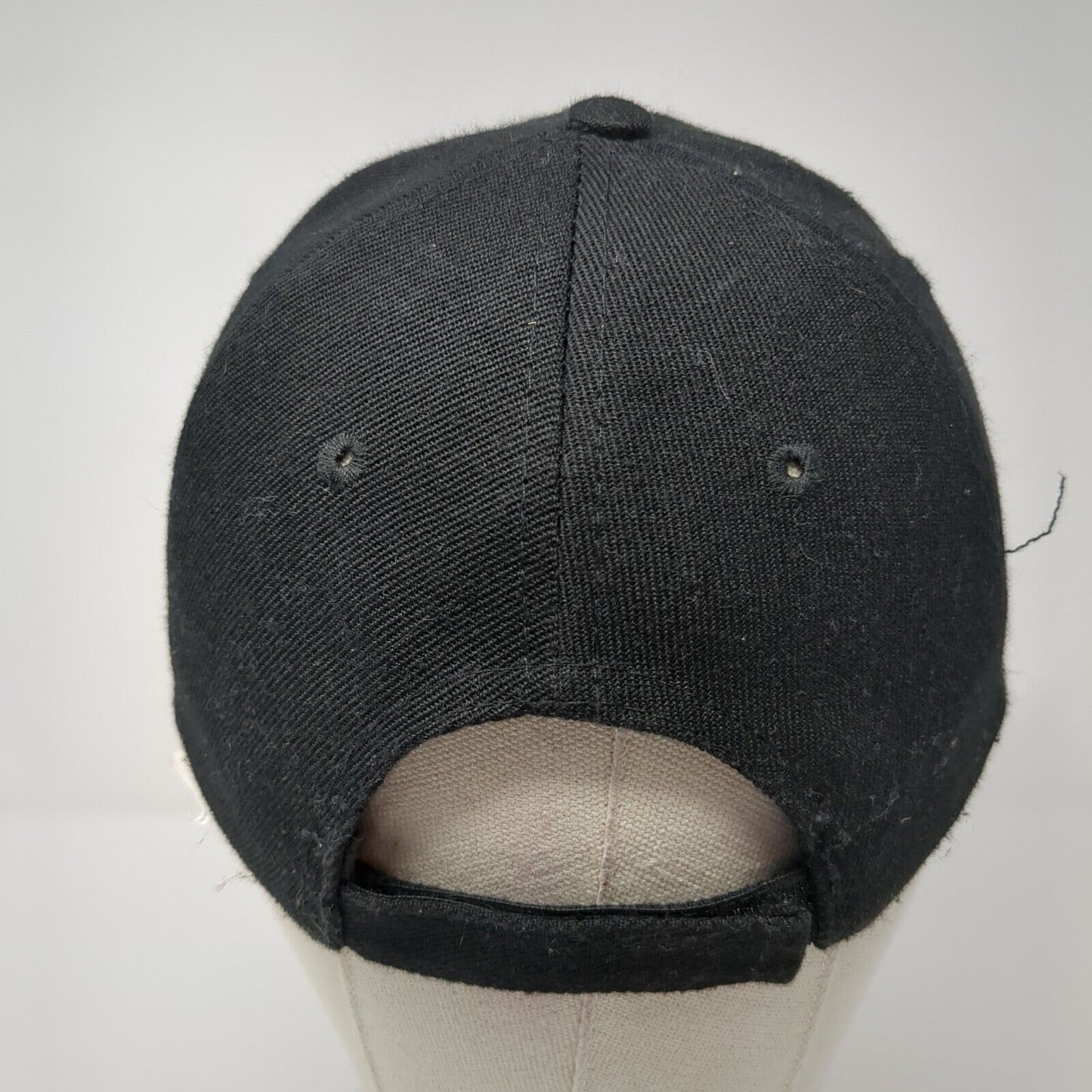 Unbranded Strapback Hat Black One Size Adjustable Vented Holes 6 Panel Blank