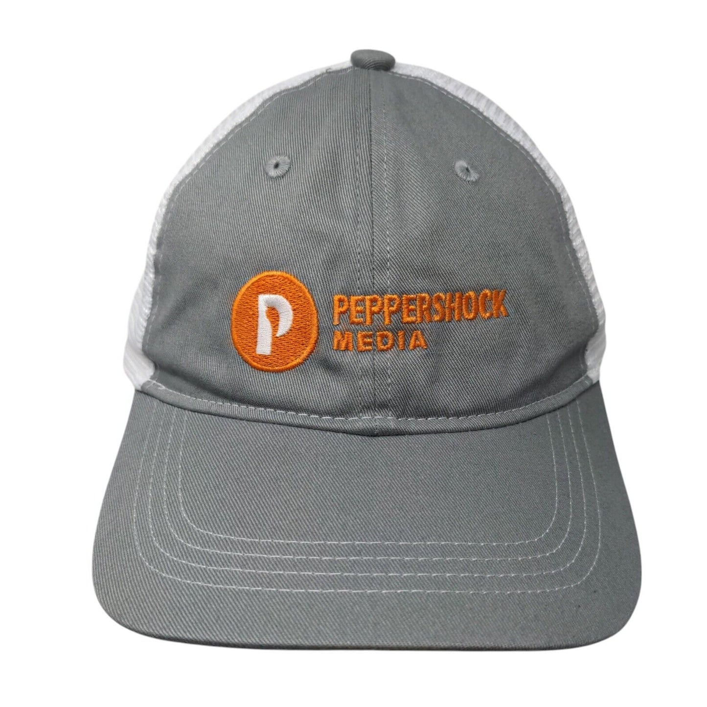 Peppershock Media Snapback Trucker Hat Gray OS Mesh Back Port Authority Cotton