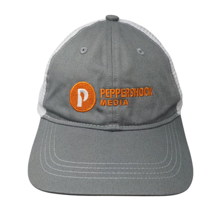 Peppershock Media Snapback Trucker Hat Gray OS Mesh Back Port Authority Cotton