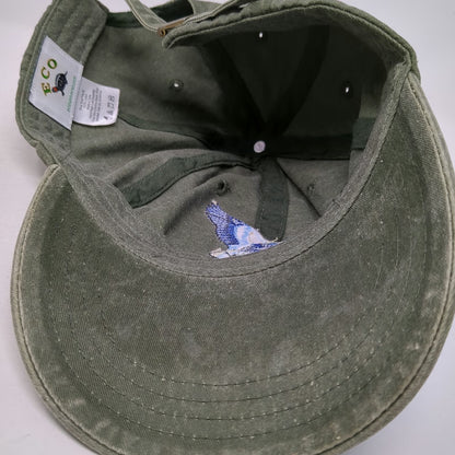 Eco Baseball Cap Green One Size Slideback Embroidered Flying Blue Heron Hat