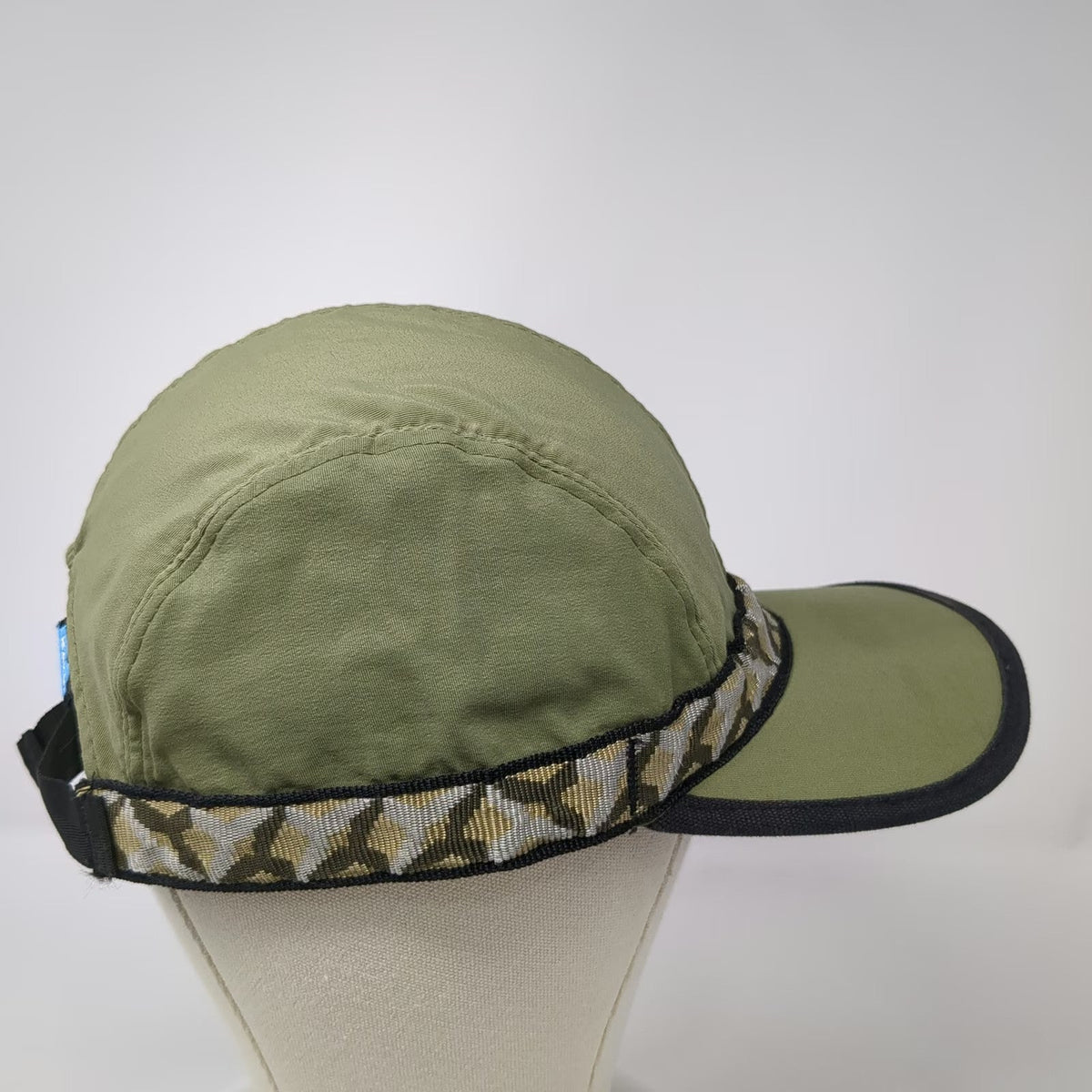 KAVU Baseball Cap Green M Strapback Patterned Webbing Nylon Made in USA Hat