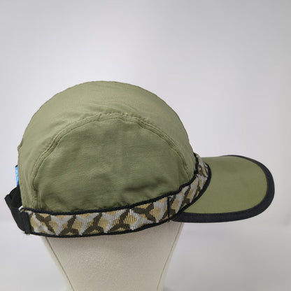 KAVU Baseball Cap Green M Strapback Patterned Webbing Nylon Made in USA Hat