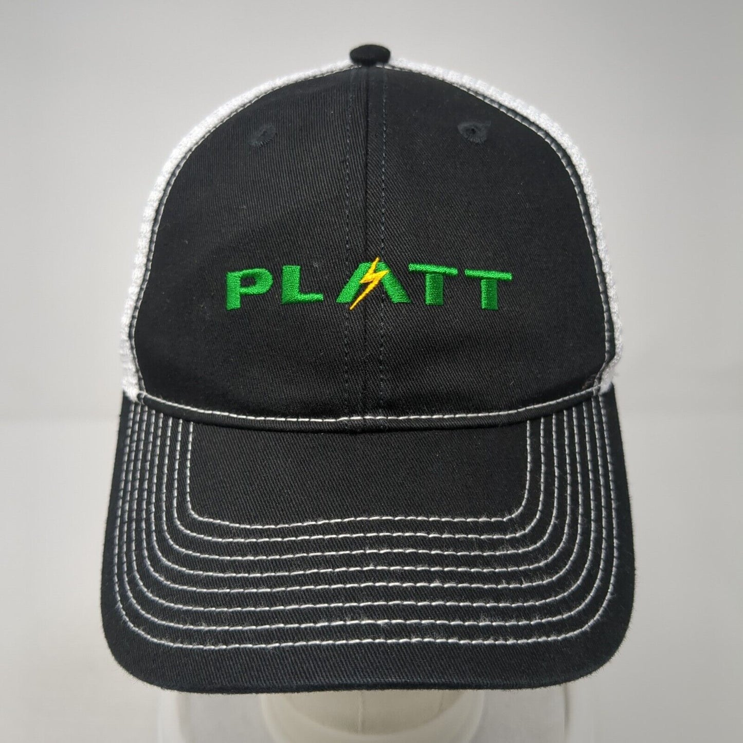 Platt Fitted Trucker Hat Black One Size Mesh Back 6 Panel Colorblock