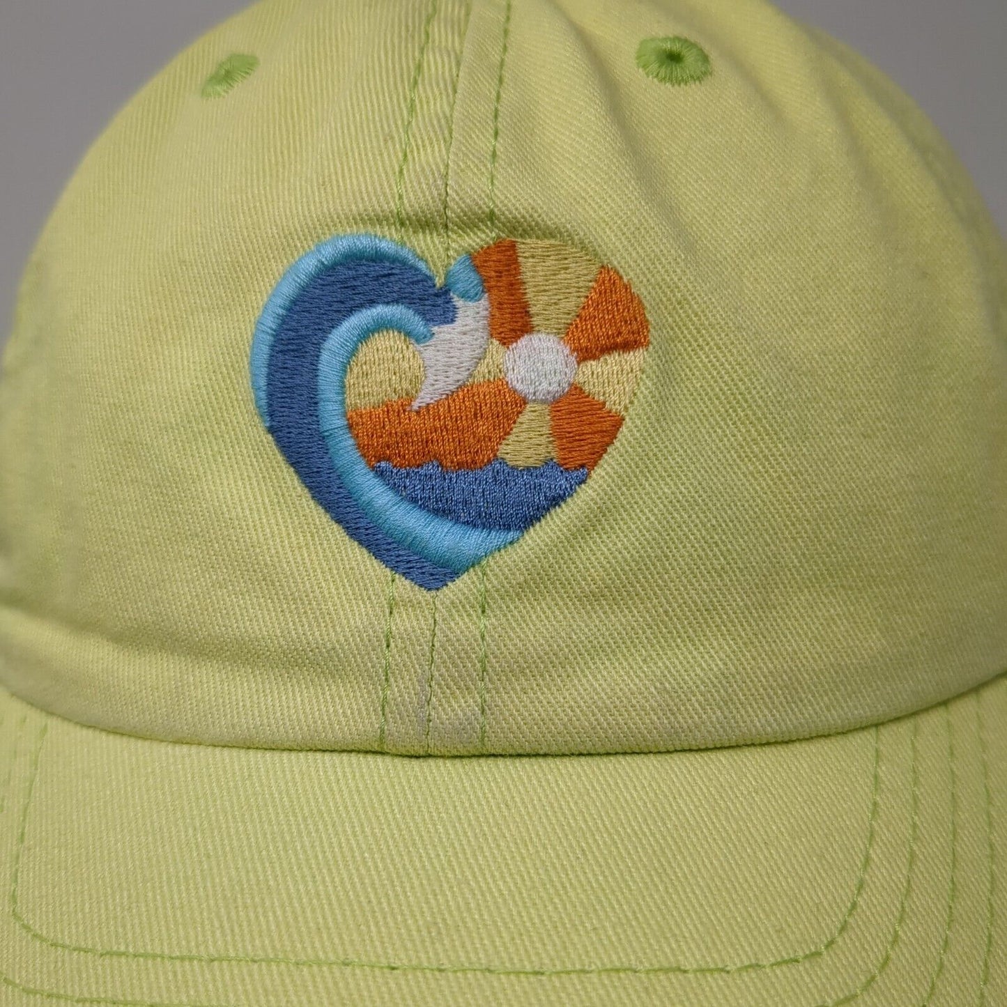 Heart Beach Wave Slideback Hat Green One Size Adjustable Life Is Good