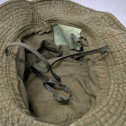 Green Bucket Hat 7 1/2 Fitted Chin Strap Wide Brim Military Sun Protection Hat