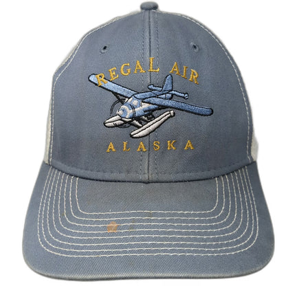 Ouray Regal Air Alaska Seaplane Trucker Hat Blue One Size Snapback Mesh Design
