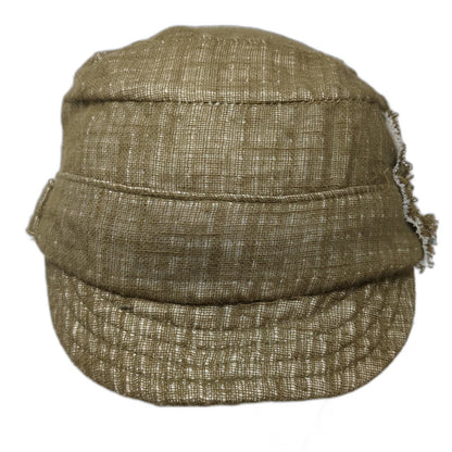 Gypsy & Loic Army Cap Green One Size Up-cycled Cotton Buttons Frayed Elastic Hat